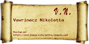 Vavrinecz Nikoletta névjegykártya