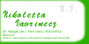 nikoletta vavrinecz business card